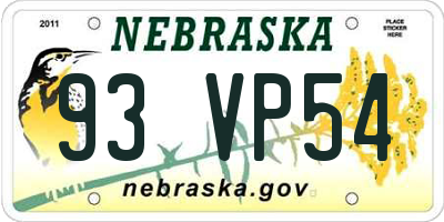 NE license plate 93VP54