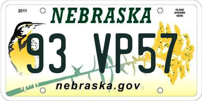 NE license plate 93VP57