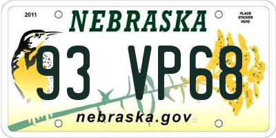NE license plate 93VP68