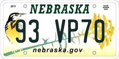 NE license plate 93VP70