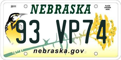 NE license plate 93VP74