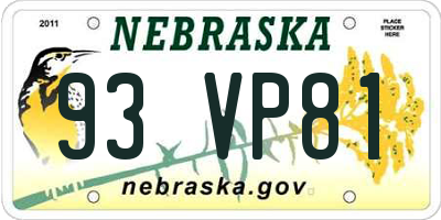 NE license plate 93VP81
