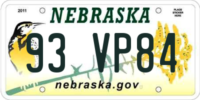 NE license plate 93VP84
