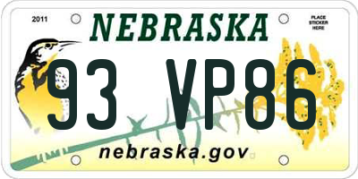 NE license plate 93VP86