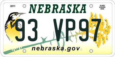 NE license plate 93VP97