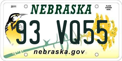 NE license plate 93VQ55