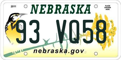 NE license plate 93VQ58