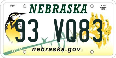 NE license plate 93VQ83