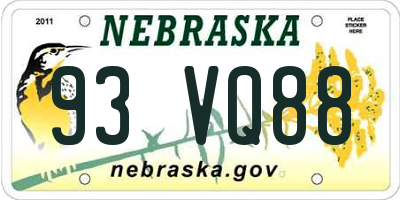 NE license plate 93VQ88