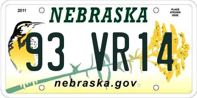 NE license plate 93VR14