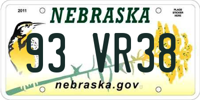 NE license plate 93VR38
