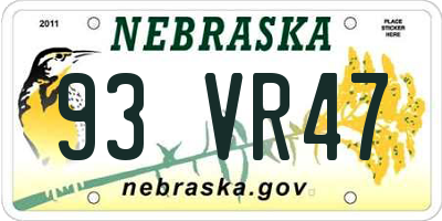NE license plate 93VR47