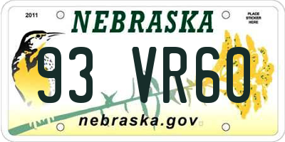 NE license plate 93VR60