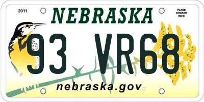 NE license plate 93VR68
