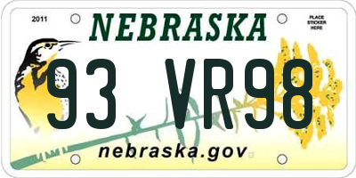 NE license plate 93VR98