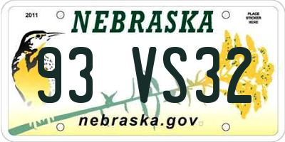 NE license plate 93VS32