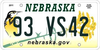 NE license plate 93VS42
