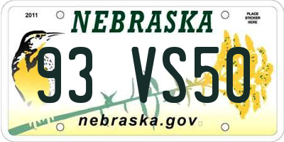 NE license plate 93VS50