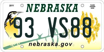 NE license plate 93VS88