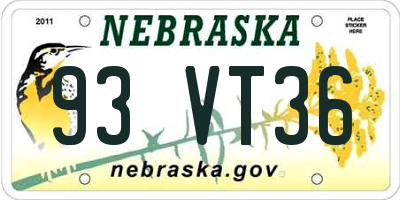 NE license plate 93VT36