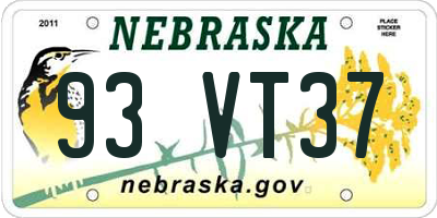 NE license plate 93VT37
