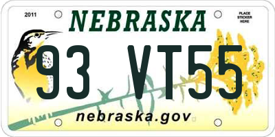 NE license plate 93VT55