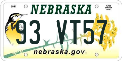 NE license plate 93VT57