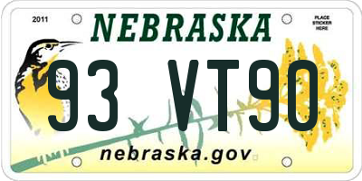 NE license plate 93VT90