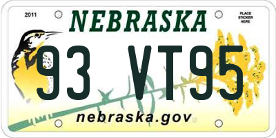 NE license plate 93VT95