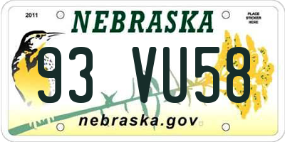 NE license plate 93VU58