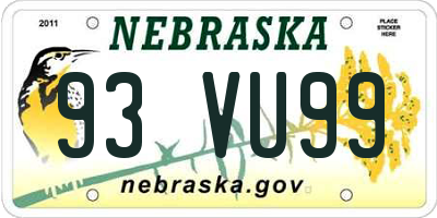 NE license plate 93VU99