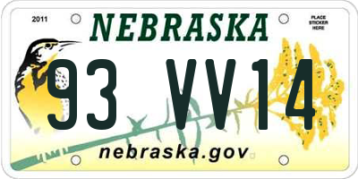 NE license plate 93VV14