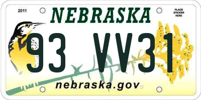 NE license plate 93VV31