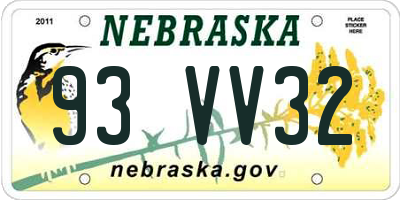 NE license plate 93VV32