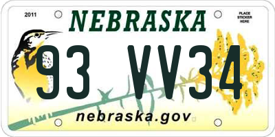NE license plate 93VV34
