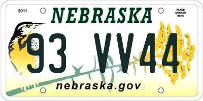 NE license plate 93VV44