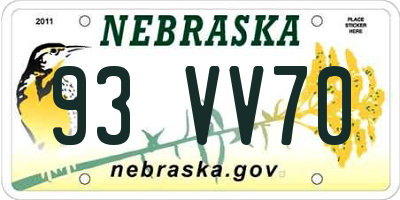 NE license plate 93VV70