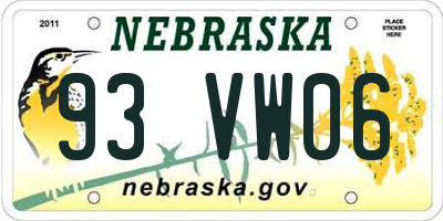 NE license plate 93VW06