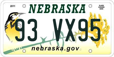 NE license plate 93VX95