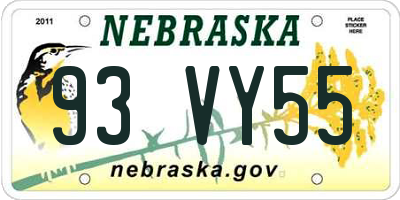 NE license plate 93VY55