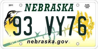 NE license plate 93VY76
