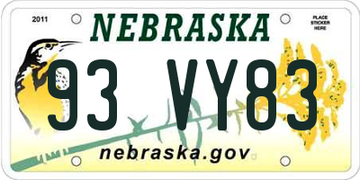 NE license plate 93VY83