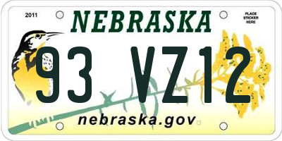 NE license plate 93VZ12