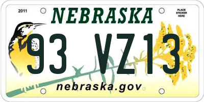 NE license plate 93VZ13