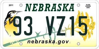 NE license plate 93VZ15