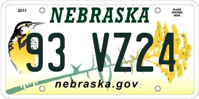 NE license plate 93VZ24