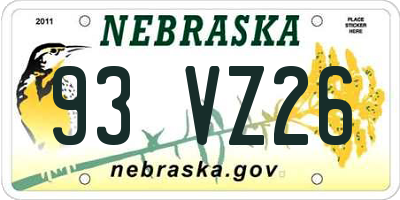 NE license plate 93VZ26