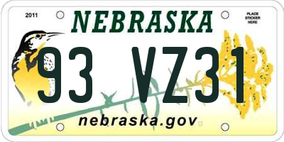 NE license plate 93VZ31