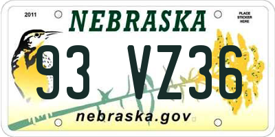 NE license plate 93VZ36