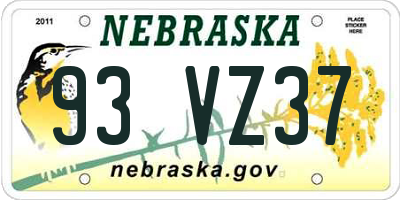 NE license plate 93VZ37